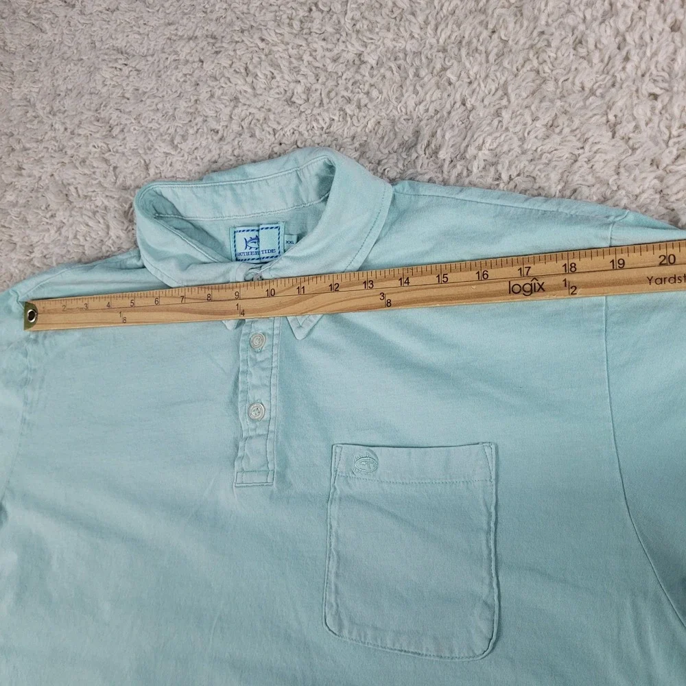 Southern Tide Polo Shirt Mens XXL Blue Green Mint Short Sleeve 100%Cotton Pocket
